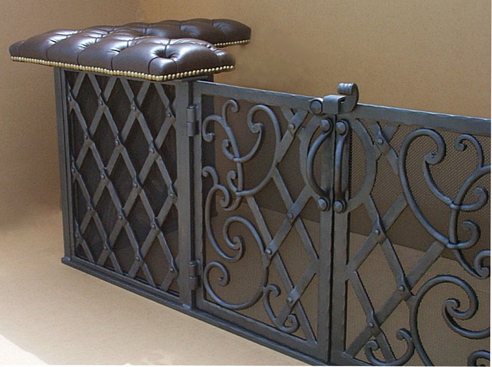 Fireplace Club Fenders Photos Wi Cf6 Custom Gate Design Club Fender With On Tufted Leather And Nails